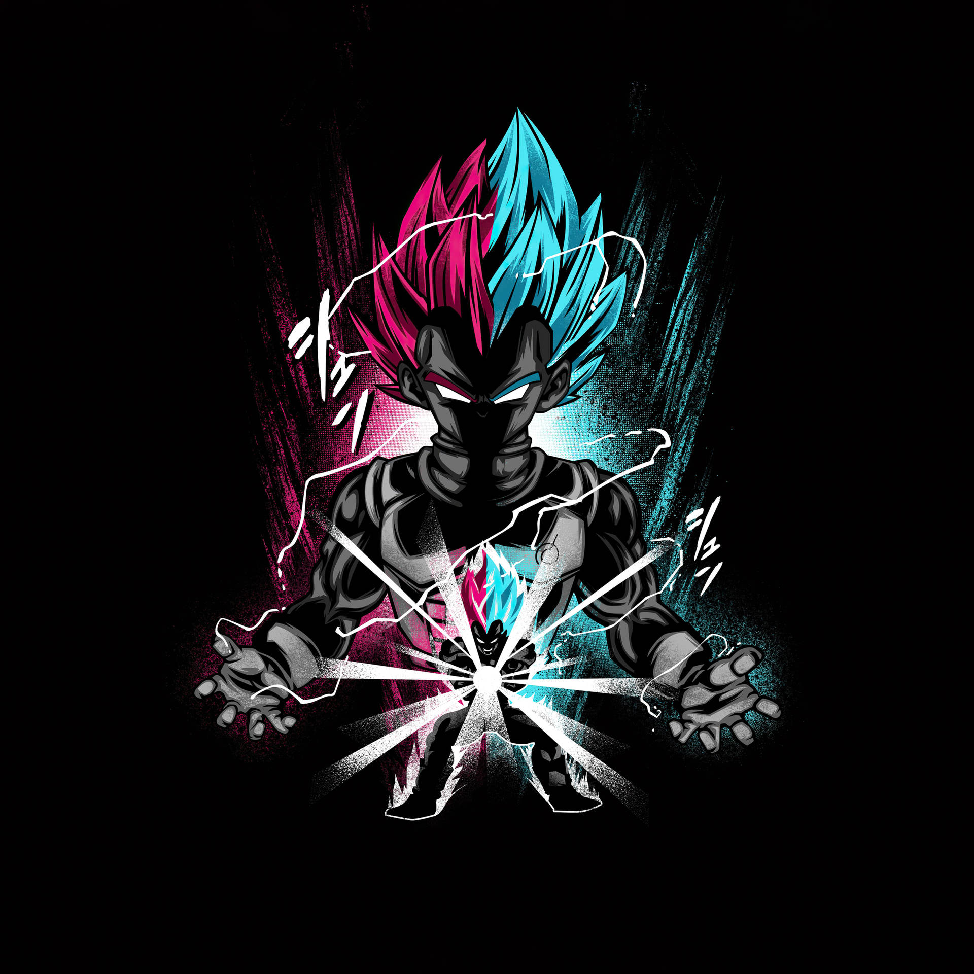 Anime Ipad Goku Pink And Teal Background