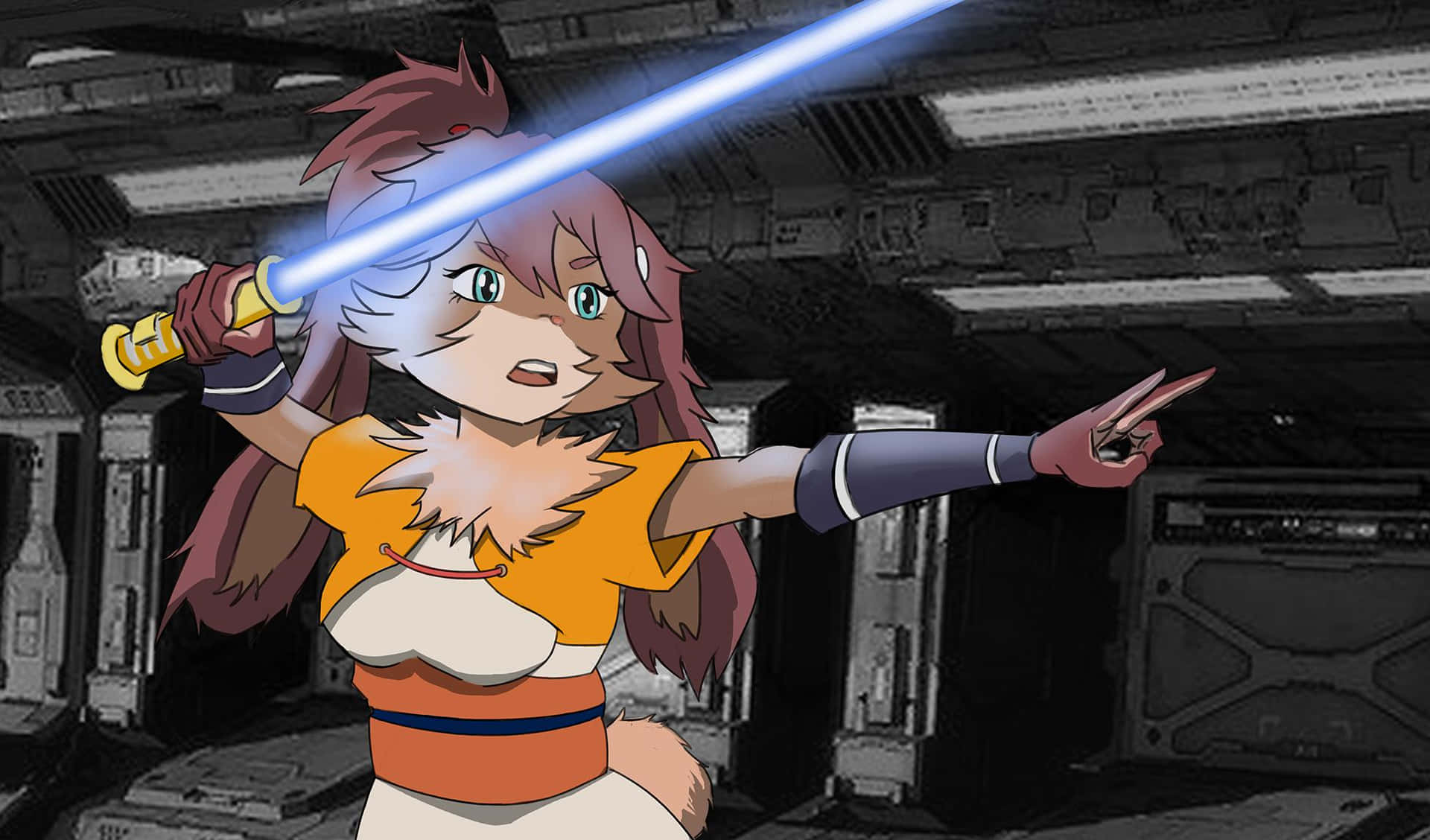 Anime Jediwith Lightsaber Star Wars Visions Background