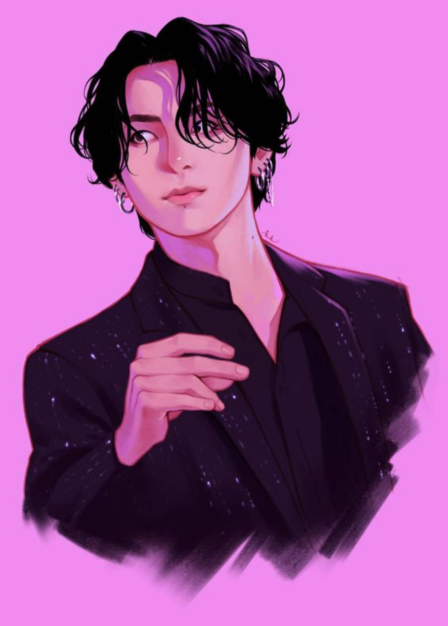 Anime Jungkook In Black Suit Background