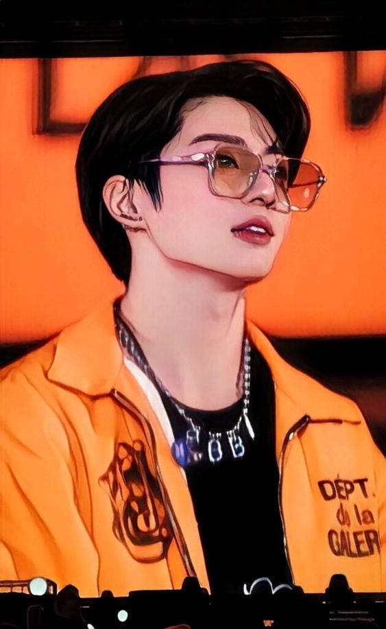 Anime Jungkook Orange Aesthetic Phone Background