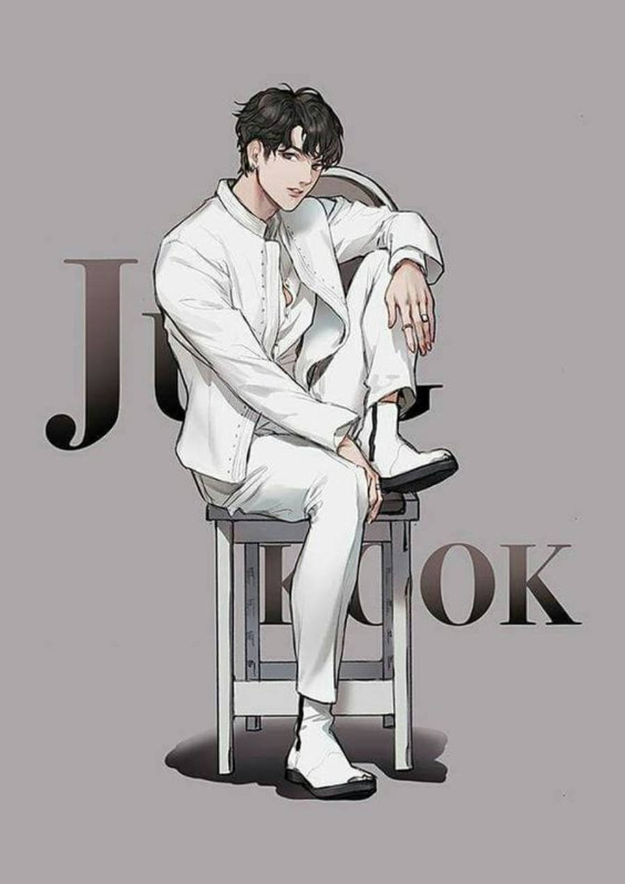 Anime Jungkook White Aesthetic Phone Background