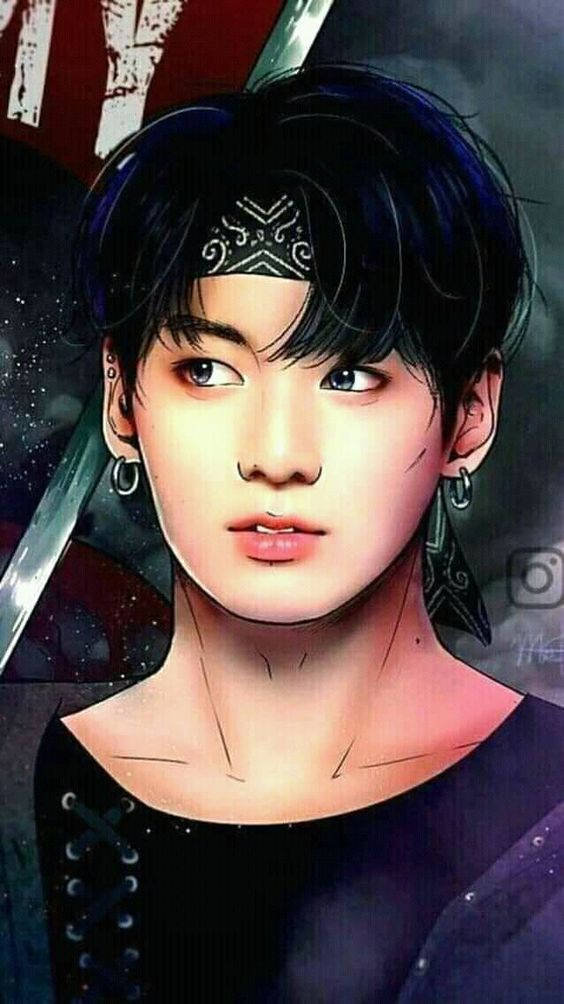 Anime Jungkook With Black Bandana Background