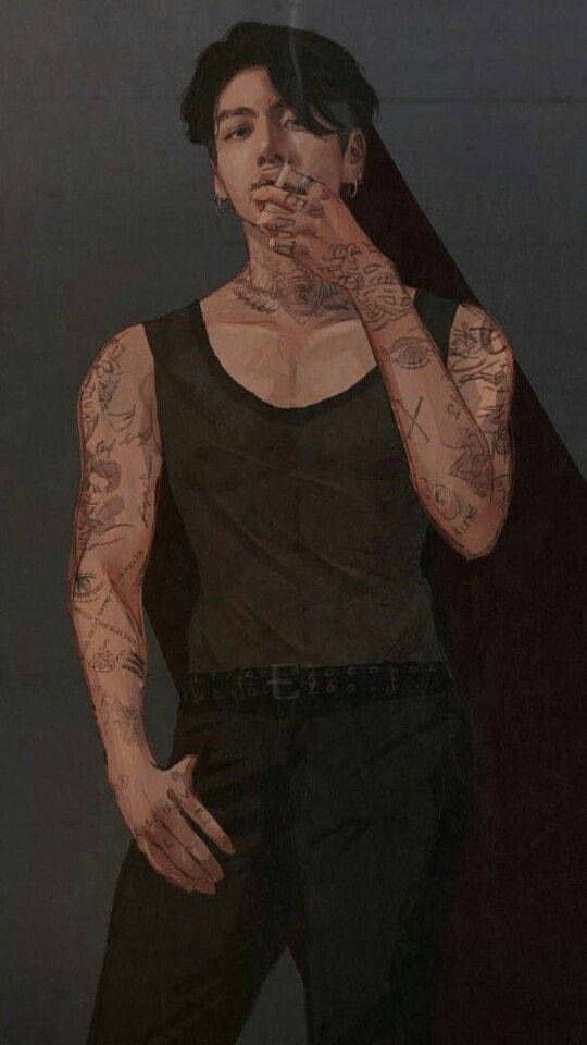 Anime Jungkook With Tattoos Phone Background