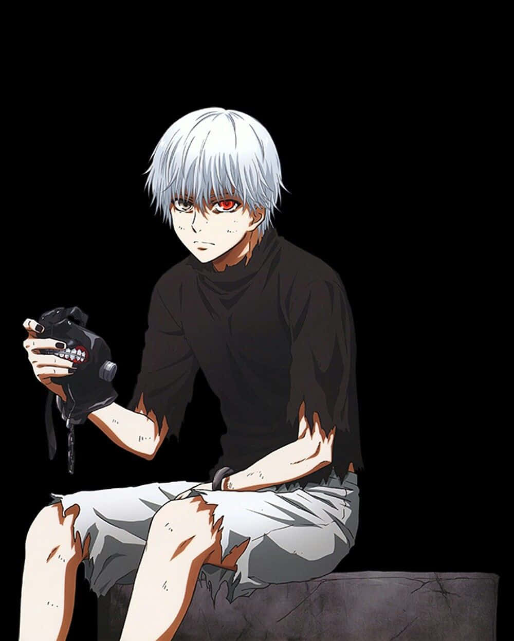 Anime Kaneki Sad White Hair Background