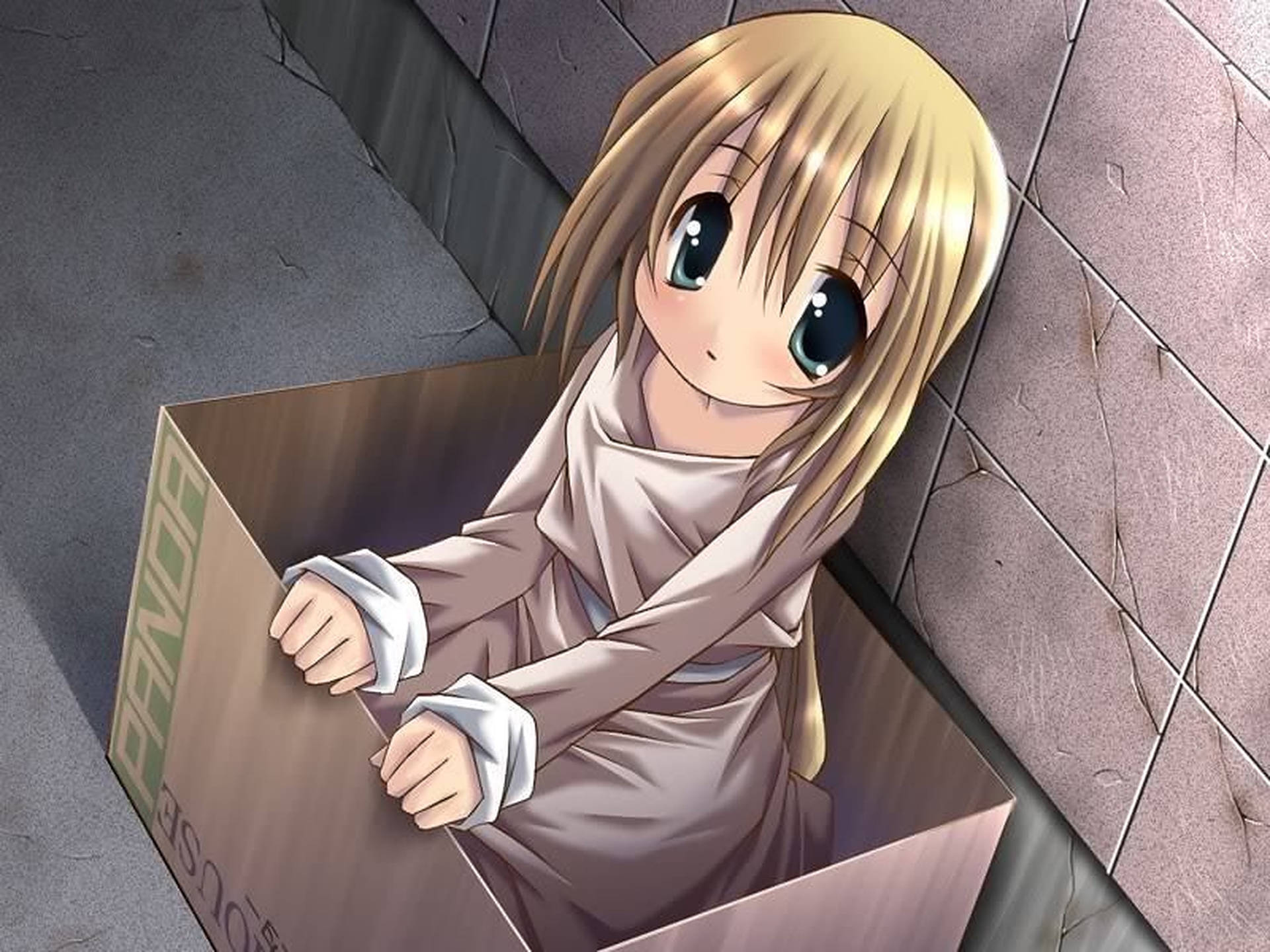 Anime Kid In A Box Background
