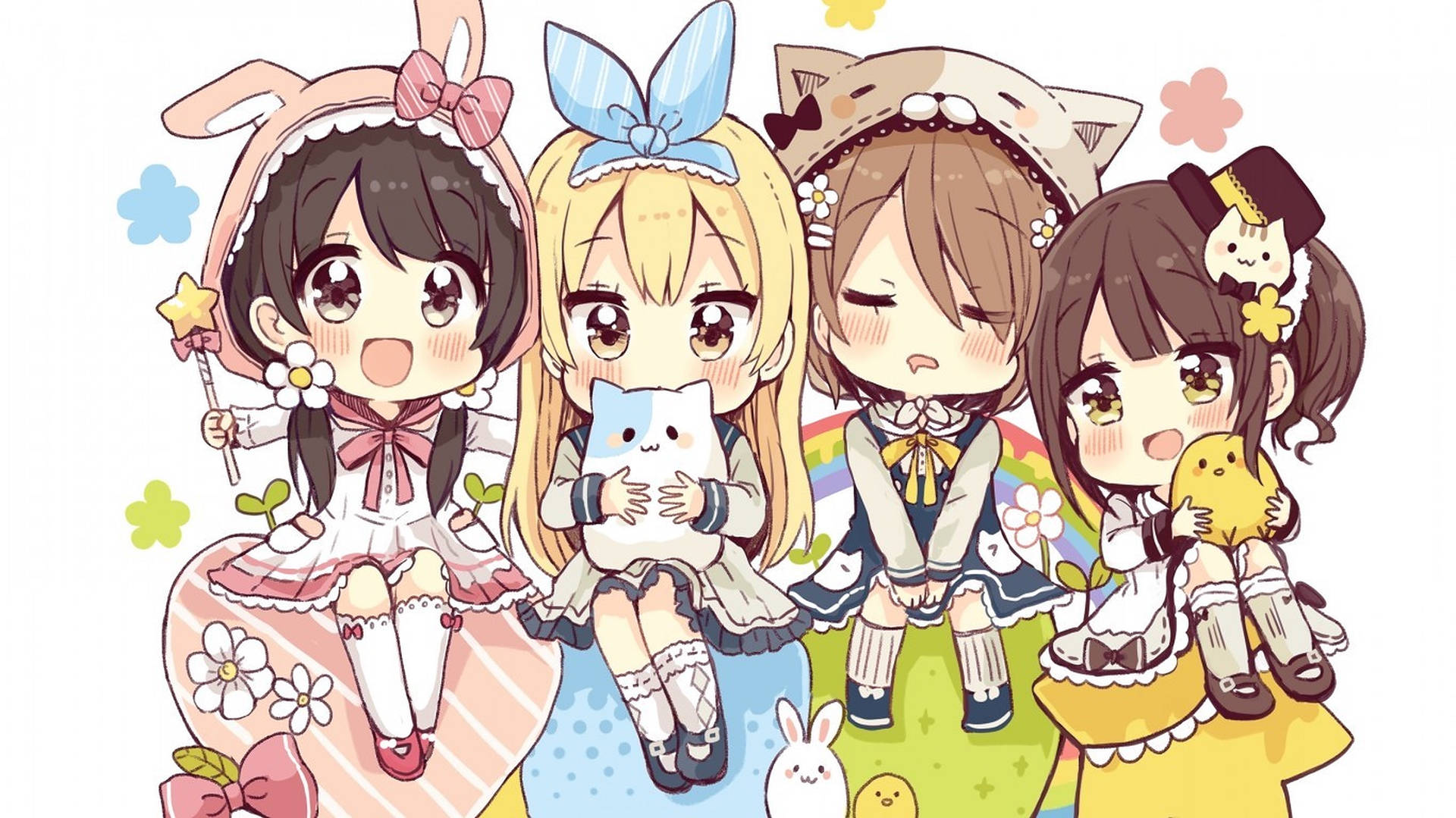 Anime Kids Colorful Dresses
