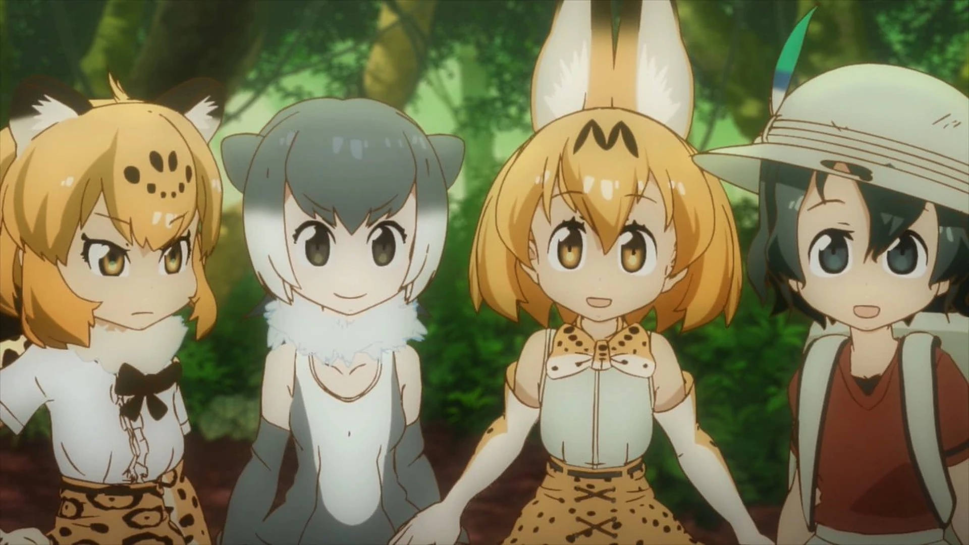 Anime Kids In Animal Costume Background