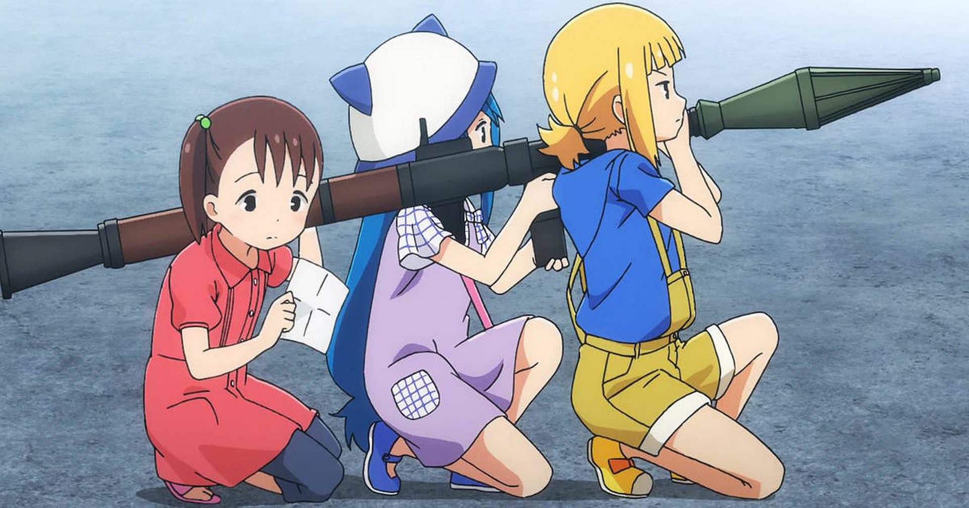 Anime Kids With Rocket Launcher Background