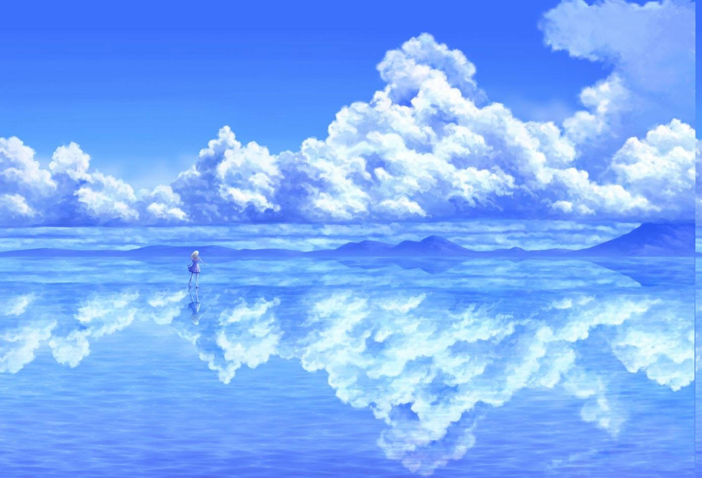 Anime Landscape Sea Of Clouds Background