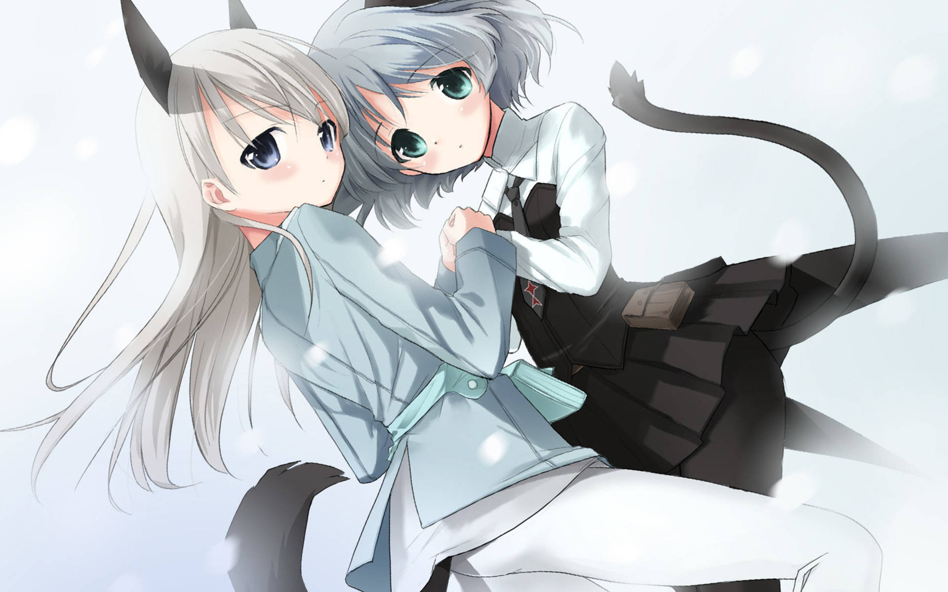Anime Lesbian Cat Couple Background