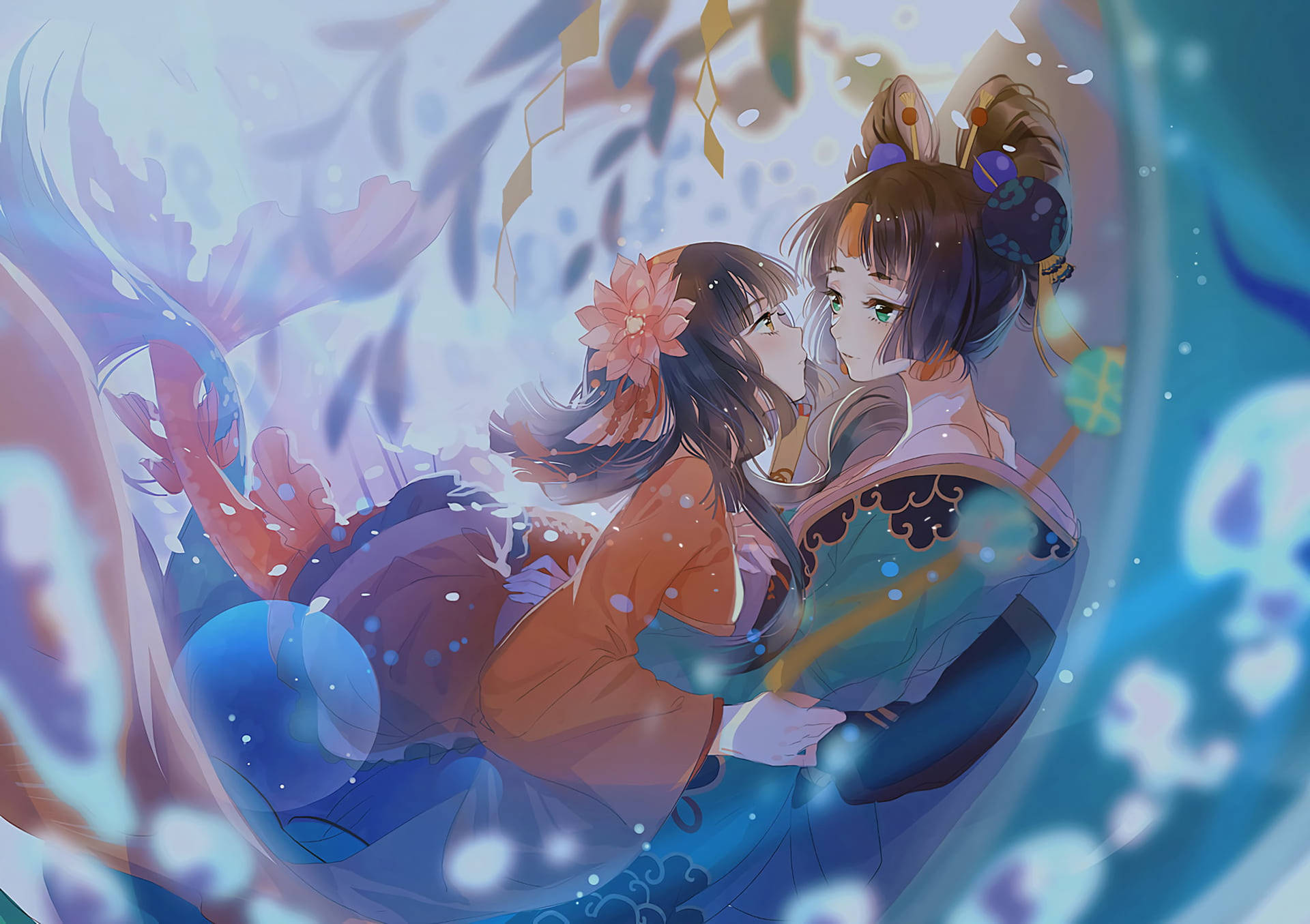 Anime Lesbian Koi And Shouzu Background