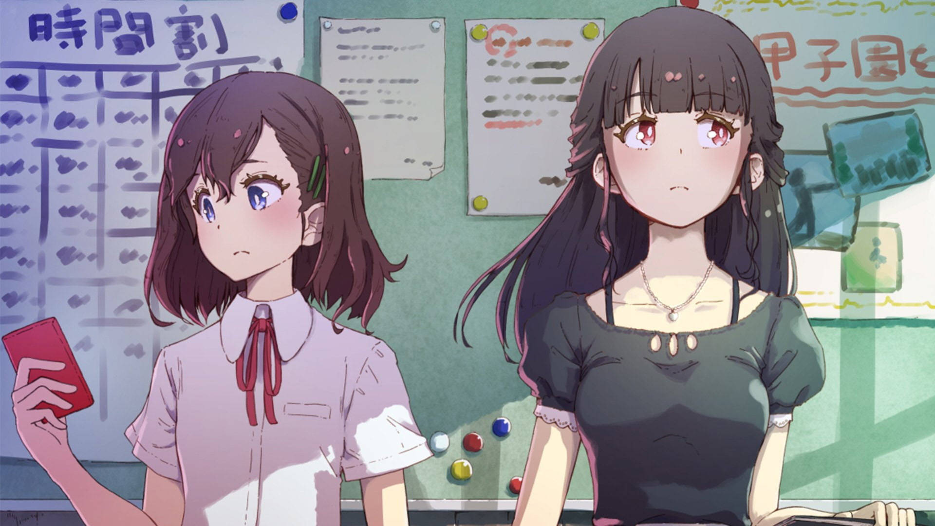 Anime Lesbian Schoolgirls Background