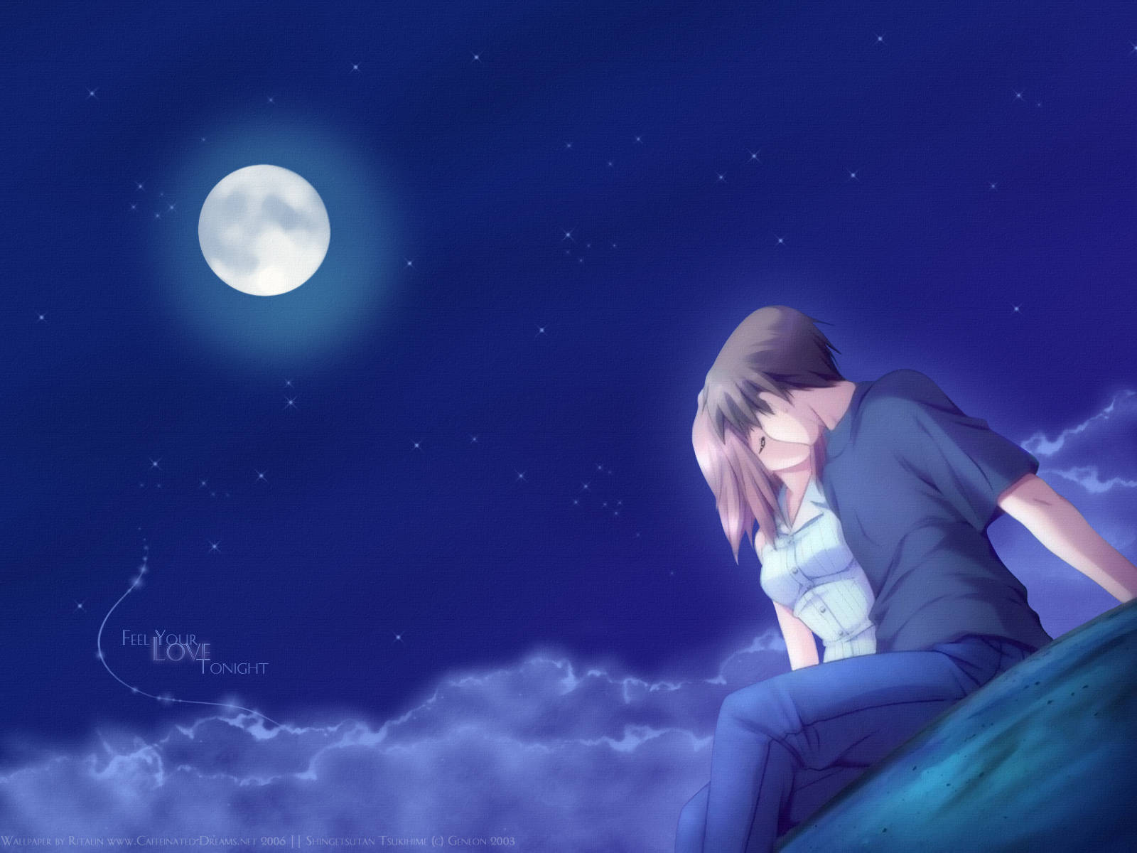 Anime Love Kissing At Night