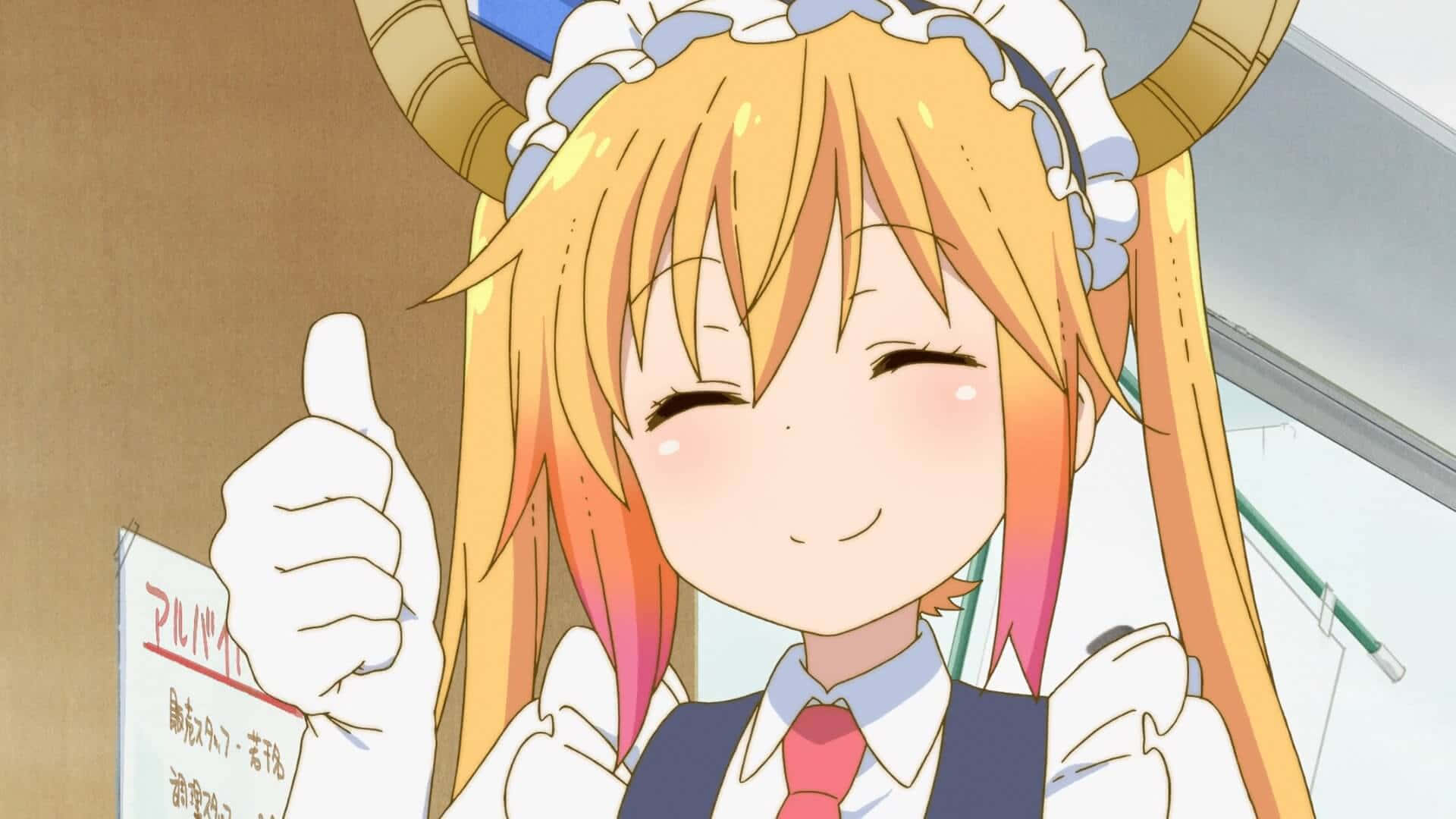 Anime Maid Giving Thumbs Up Background