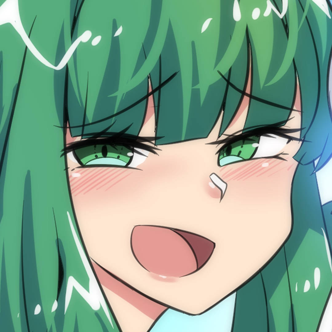 Anime Meme Pfp Shy Green Girl Background