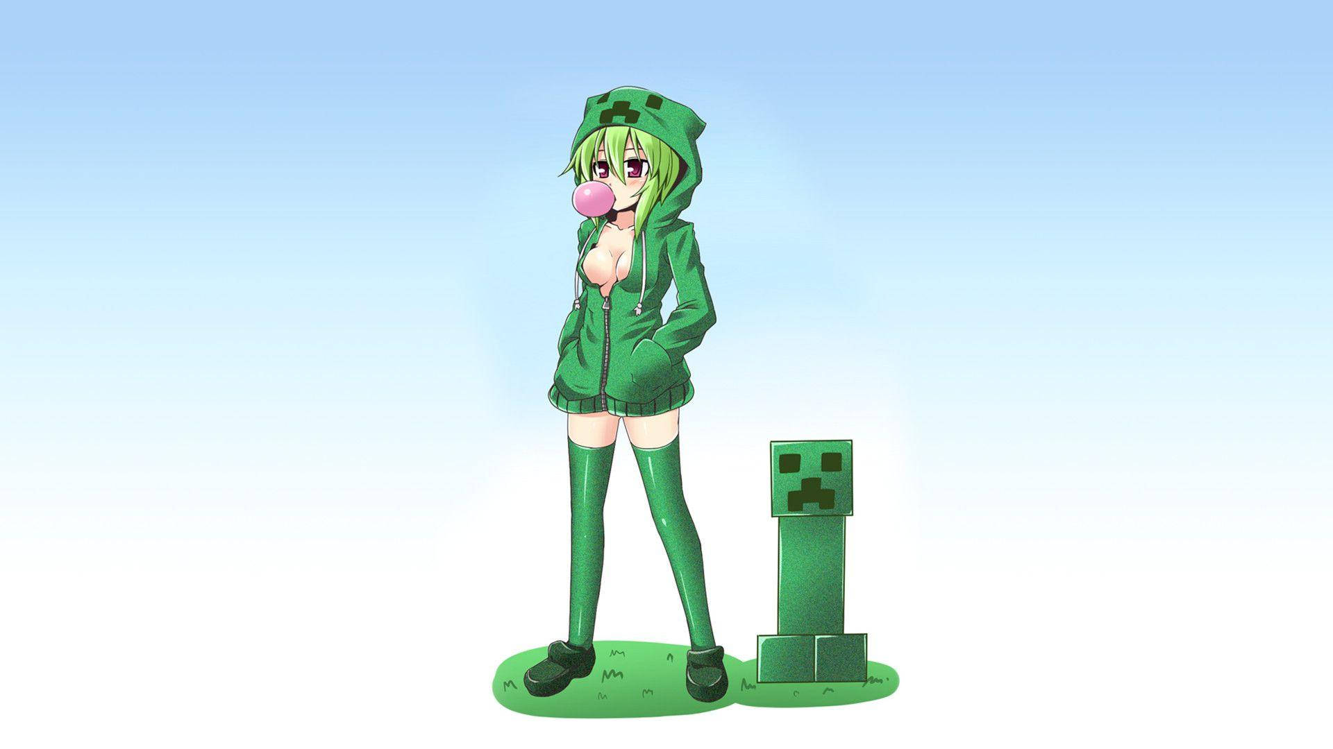 Anime Minecraft Dream Girl Version Background