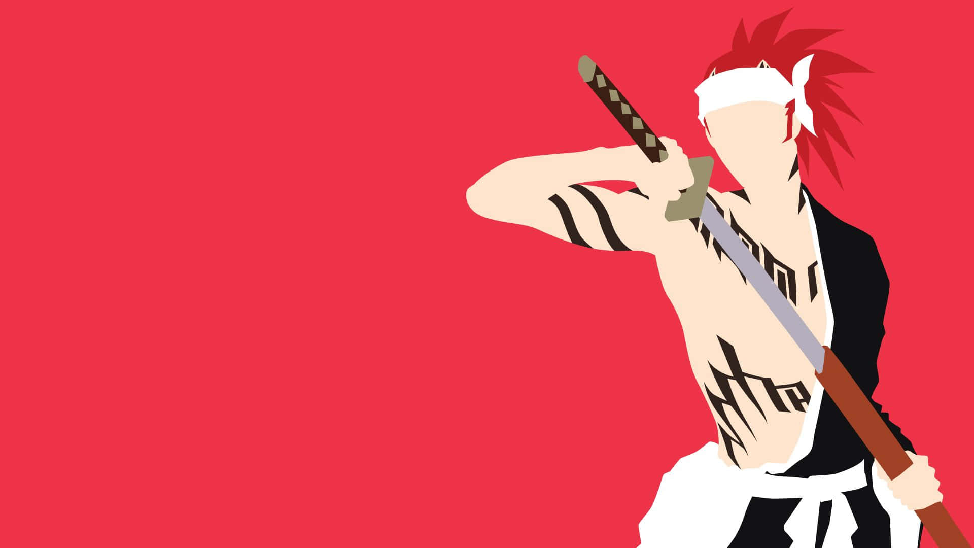 Anime Minimalist Abarai Renji Swords Background