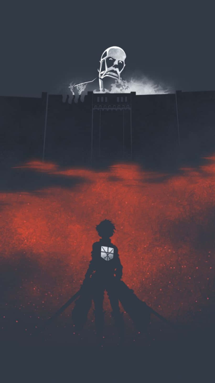 Anime Minimalist Eeren Yeager Staring Off A Titan Background