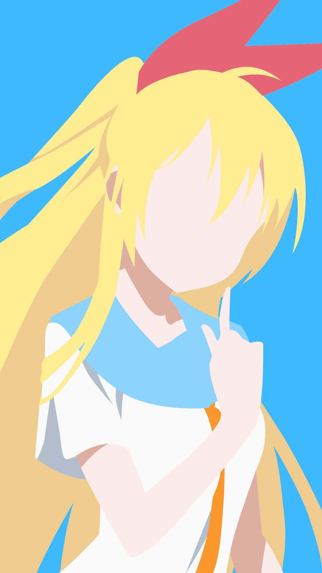 Anime Minimalist Kirisaki Chitoge Red Ribbon Background