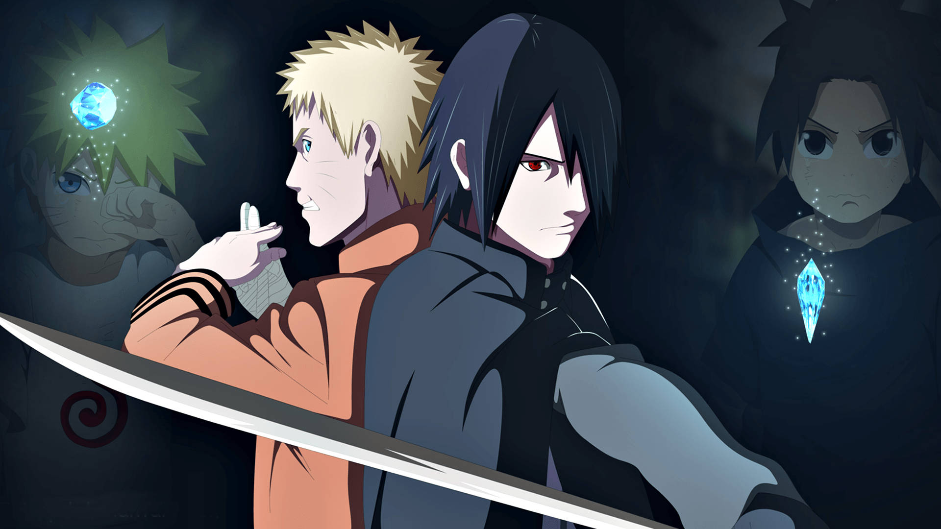Anime Naruto And Sasuke Fighting Together