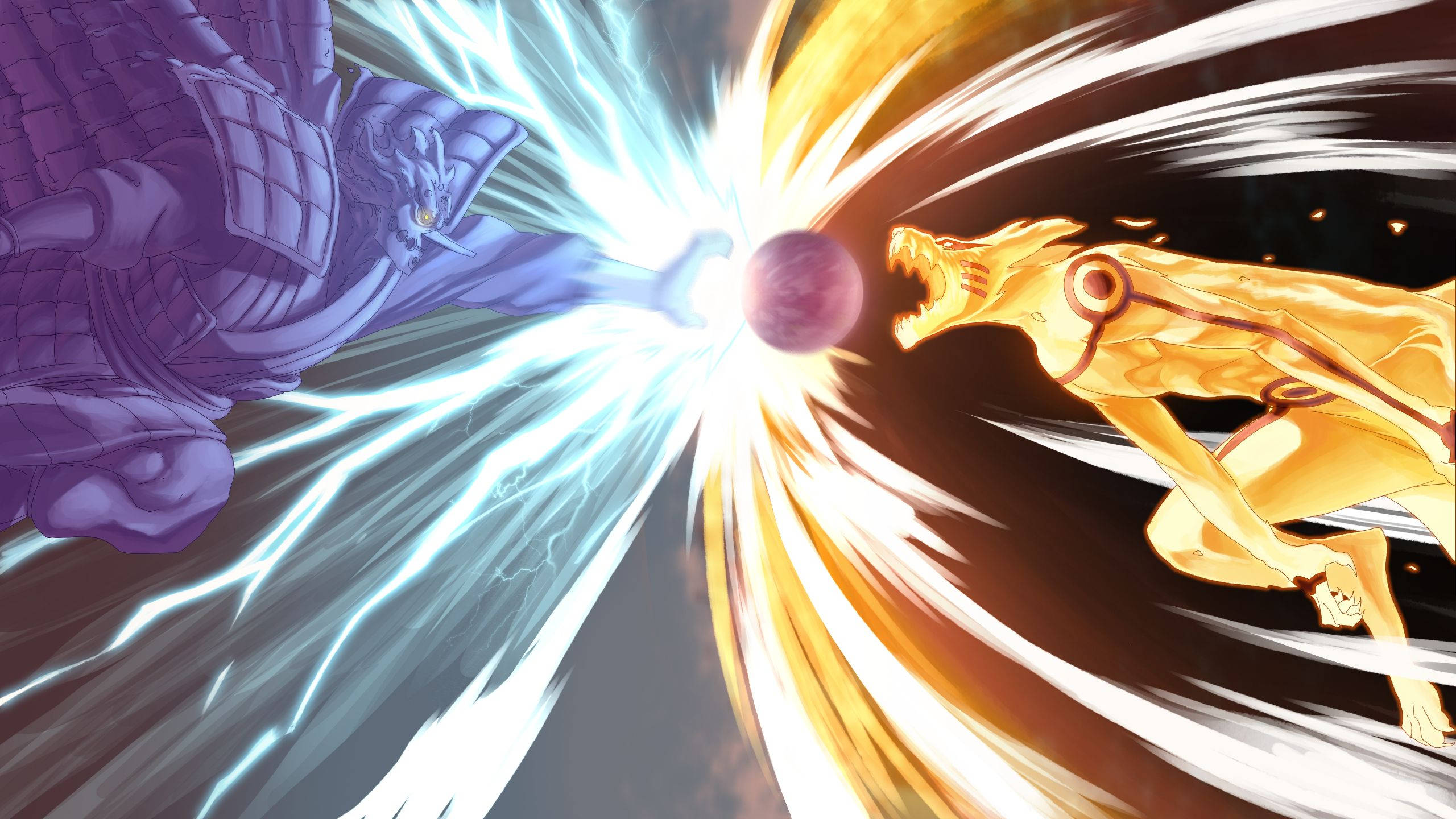 Anime Naruto Kurama Versus Sasuke Suppress Beast Background