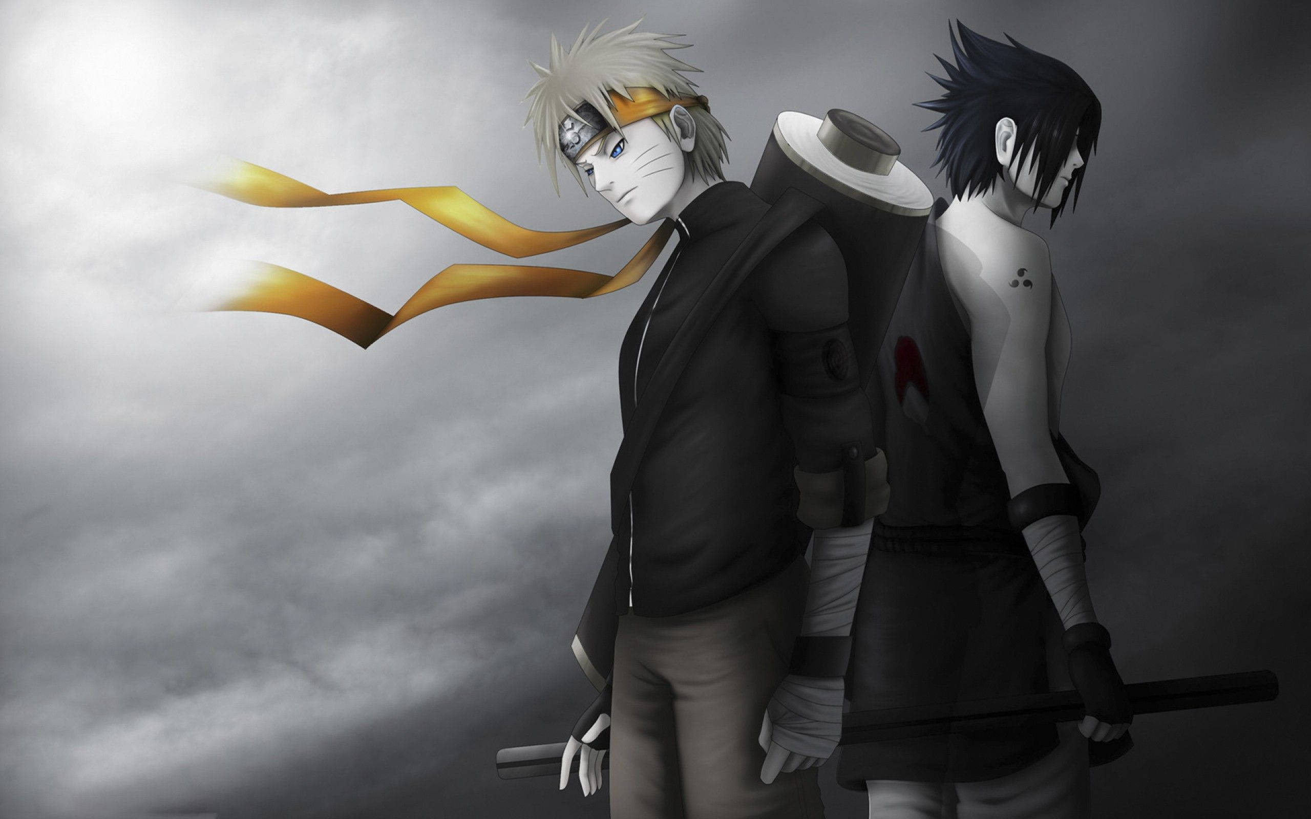 Anime Naruto Standing Beside Sasuke