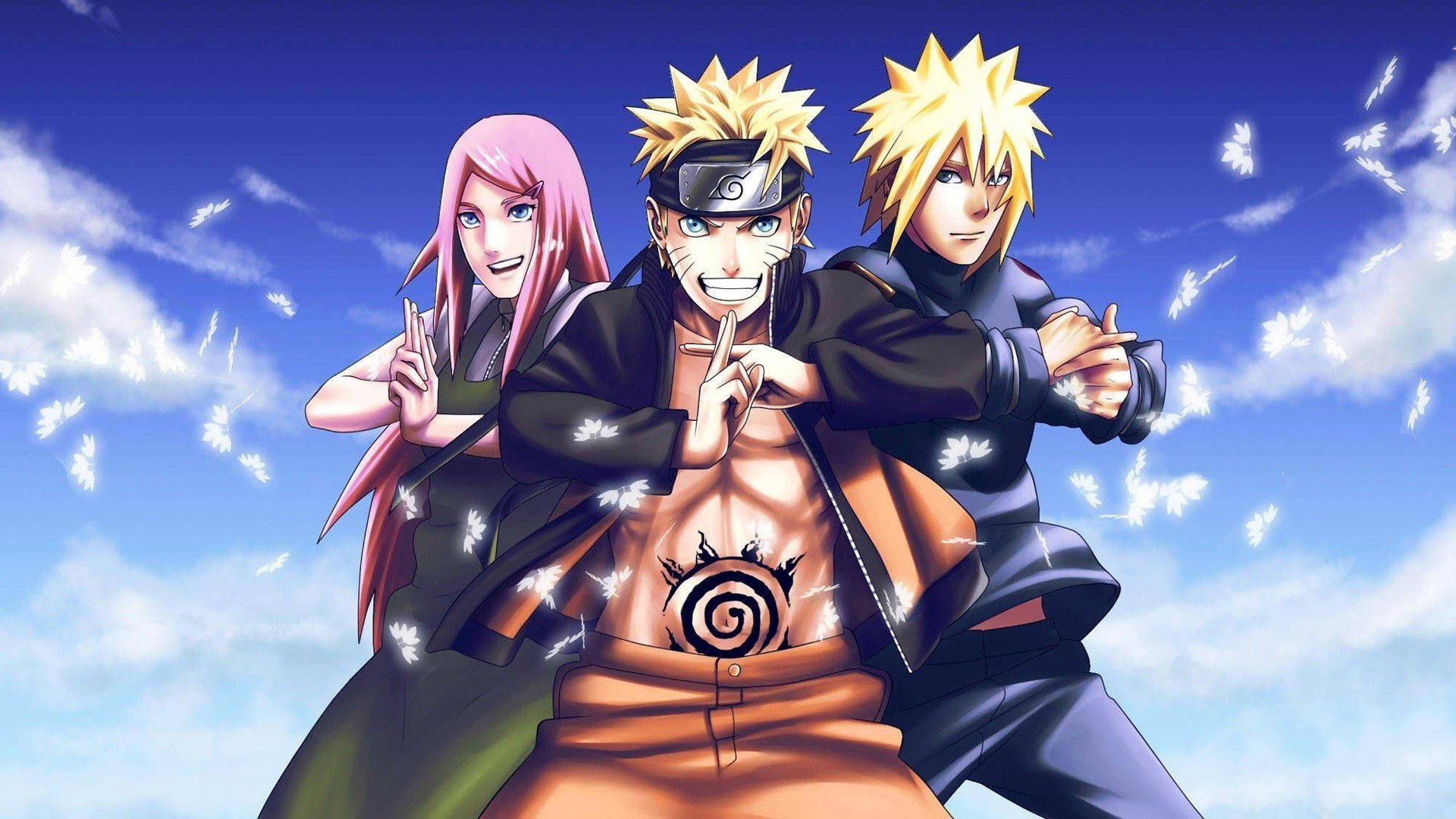 Anime Naruto With Sakura And Minato Background