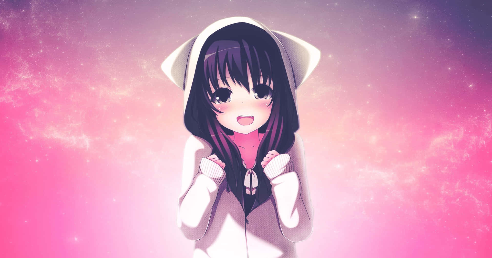 Anime Neko Girl Pink Backdrop Background