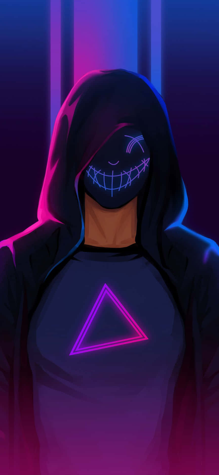 Anime Neon Boy With Mask Background