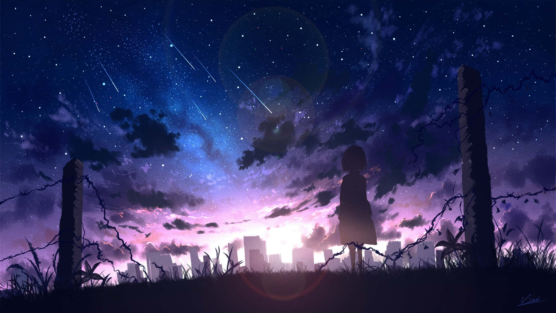 Anime Night Scenery Lonely Background
