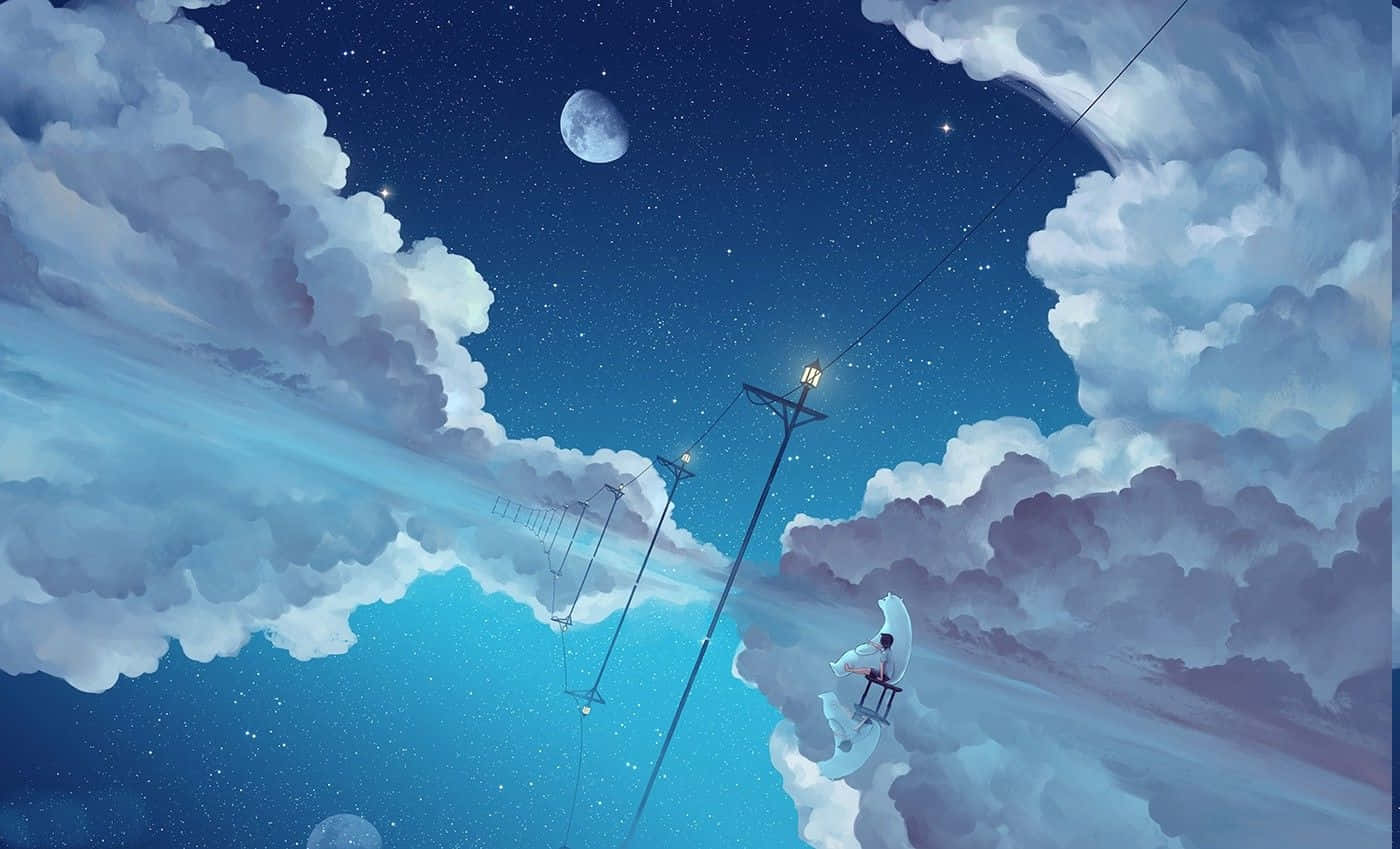 Anime Night Sky Moon