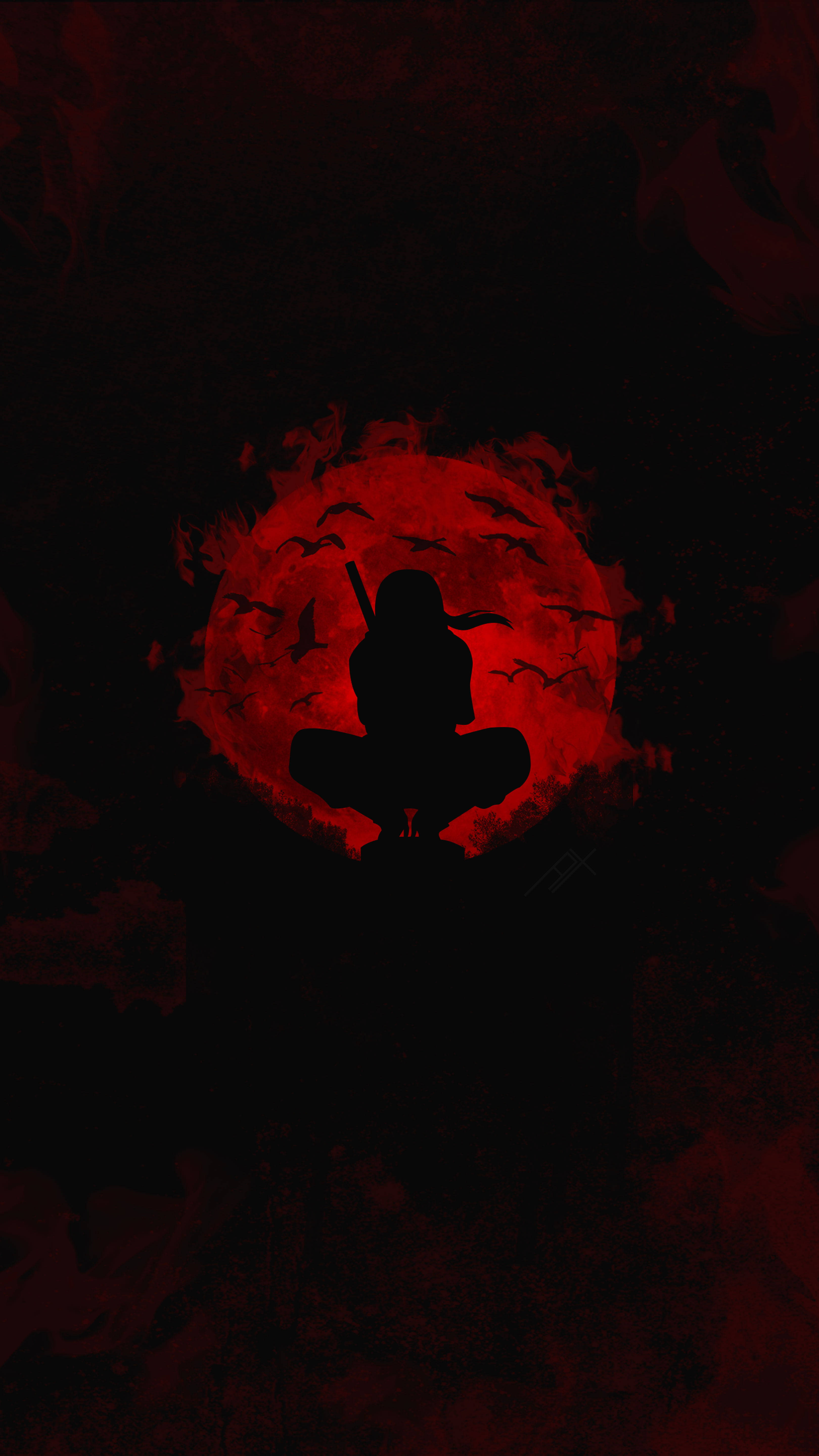 Anime Ninja Uchiha Itachi Pfp Red Moon Silhouette