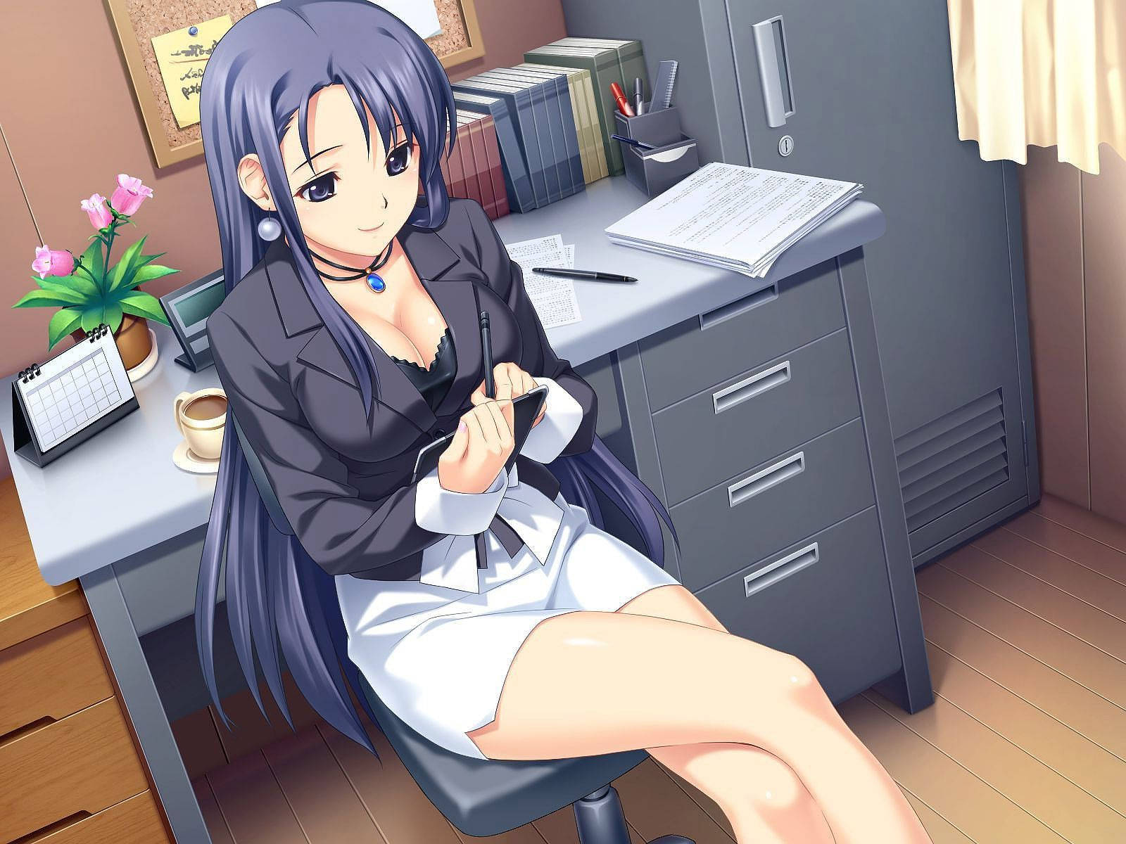 Anime Office Girl Background