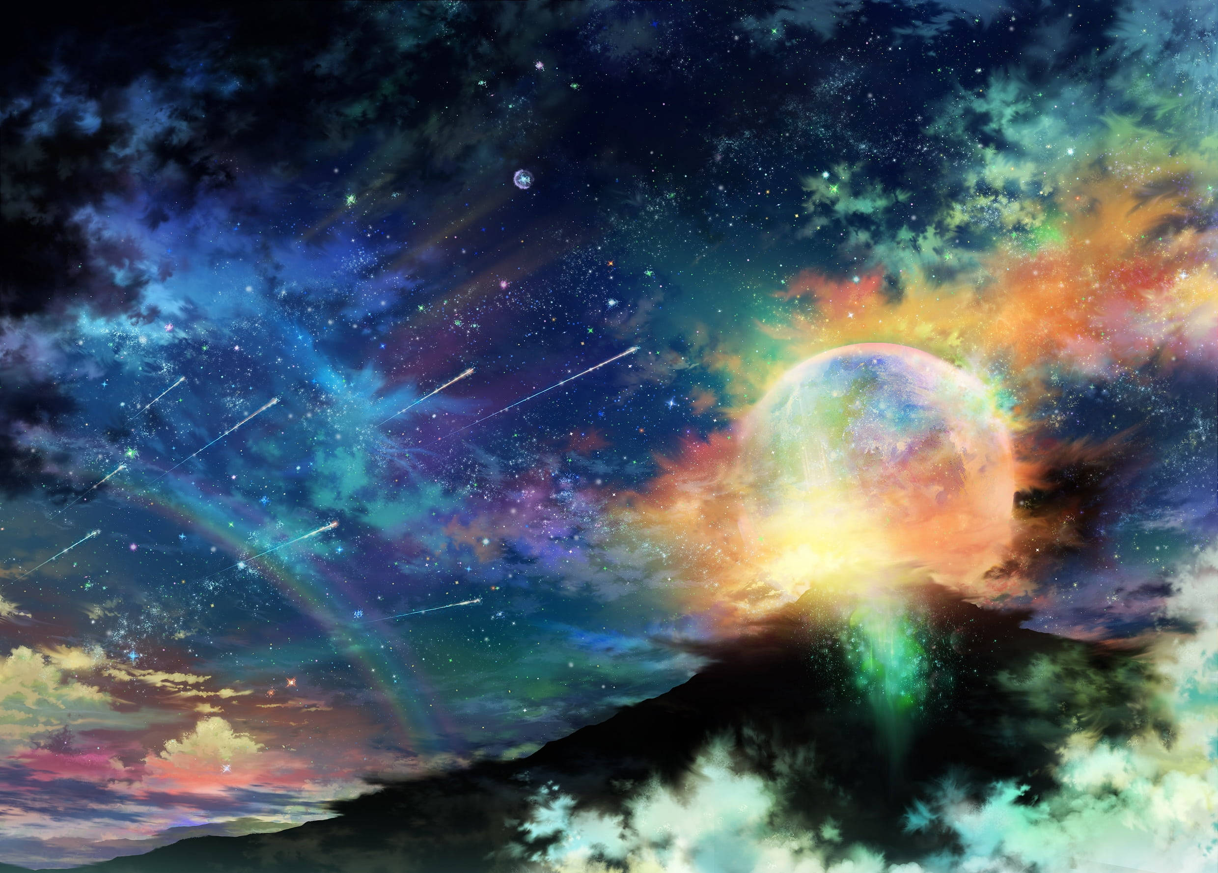 Anime Planet Rainbows Background