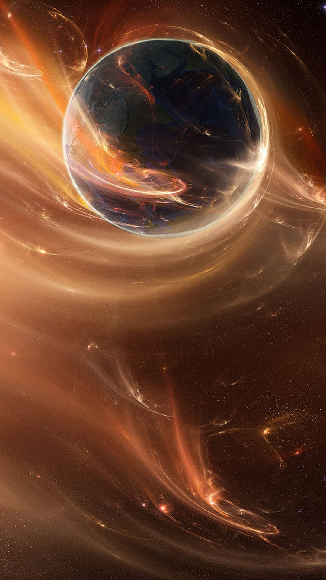 Anime Planet Swirled In Space Background