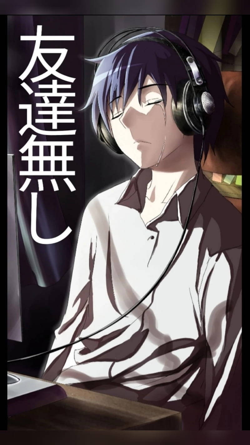 Anime Profile Boy Headphone Background