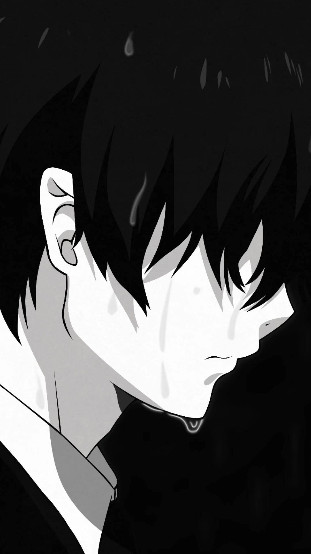 Anime Profile Crying Boy Background