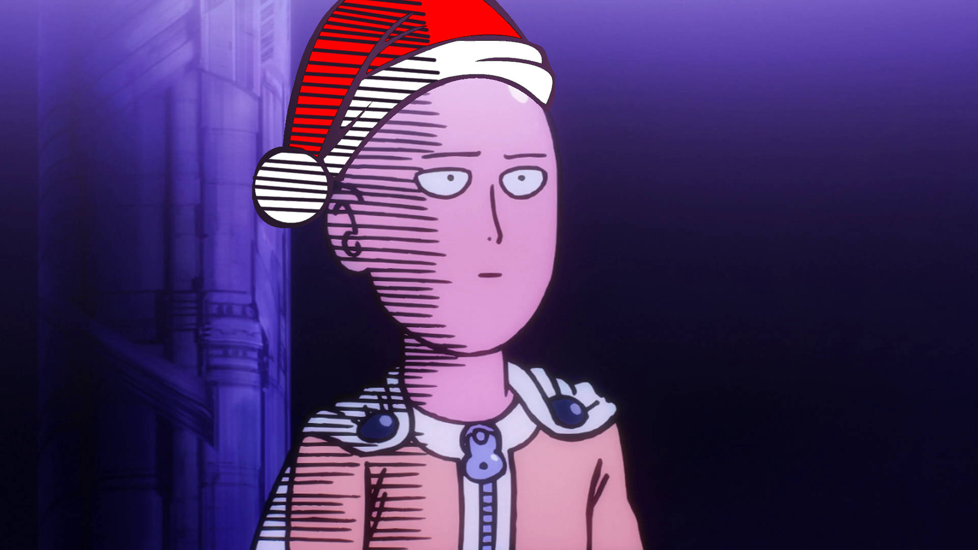 Anime Profile Saitama Christmas Hat Background