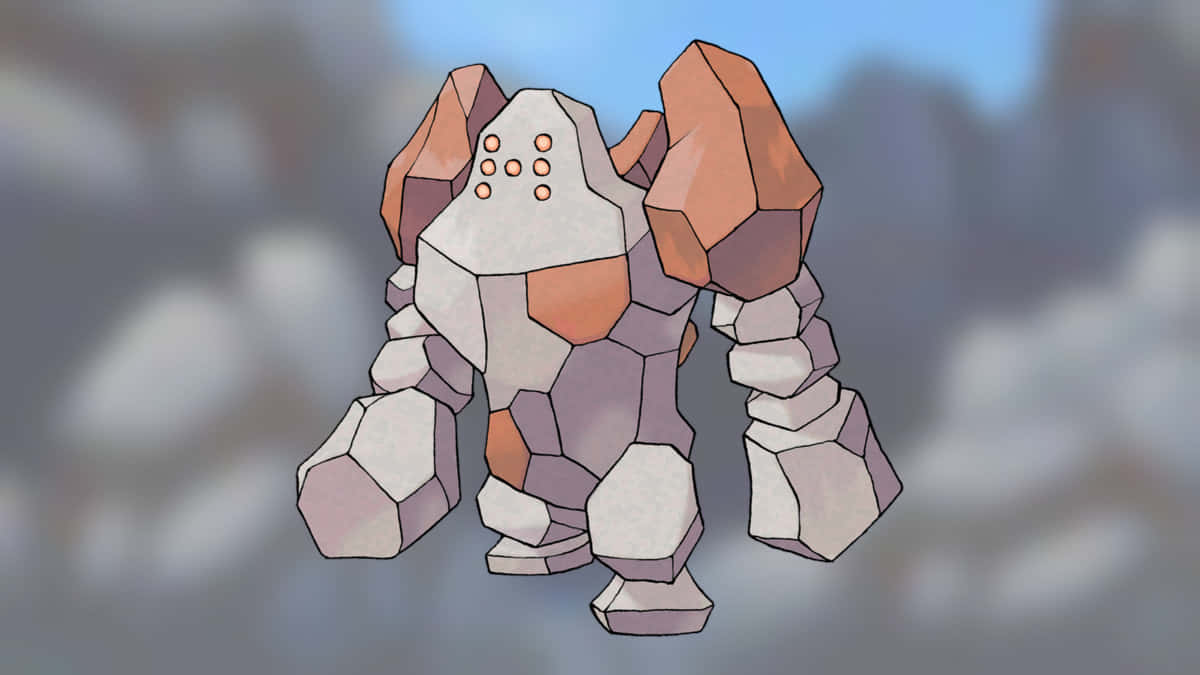 Anime Regirock With Faded Rocky Background