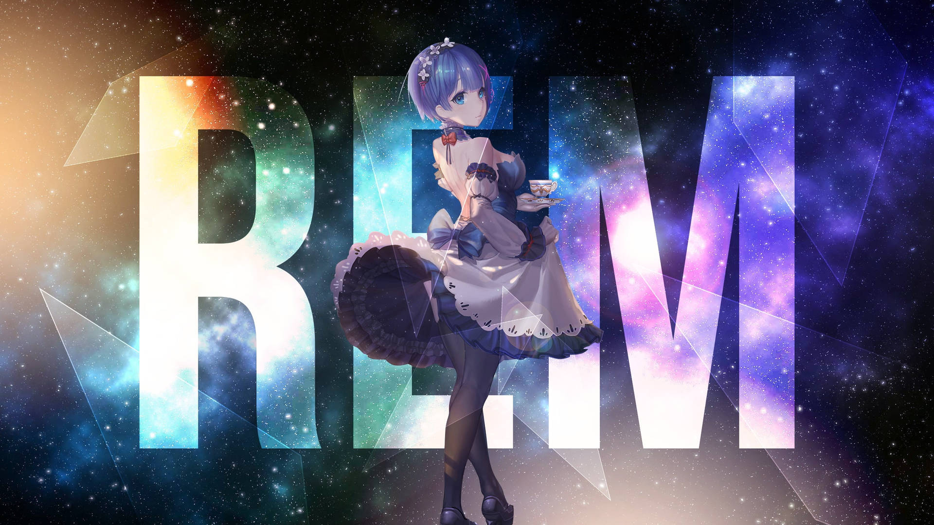 Anime Rem Glowing Fanart Background