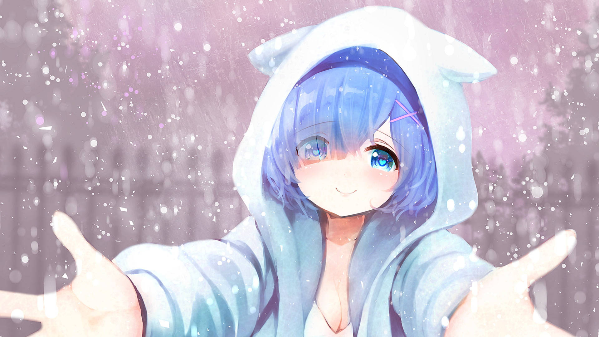 Anime Rem In Cat Ear Costume Background