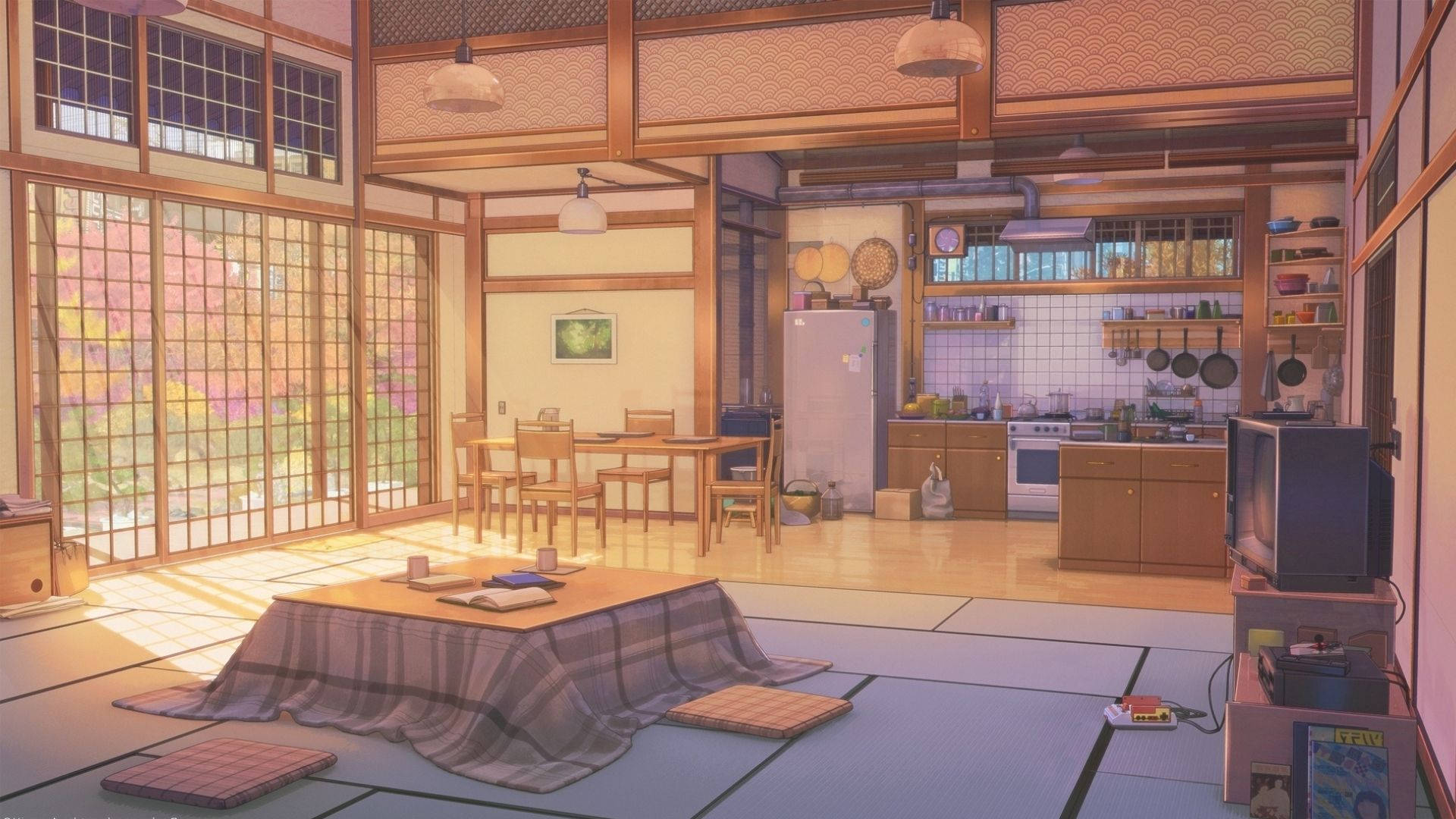 Anime Room At Daytime Background