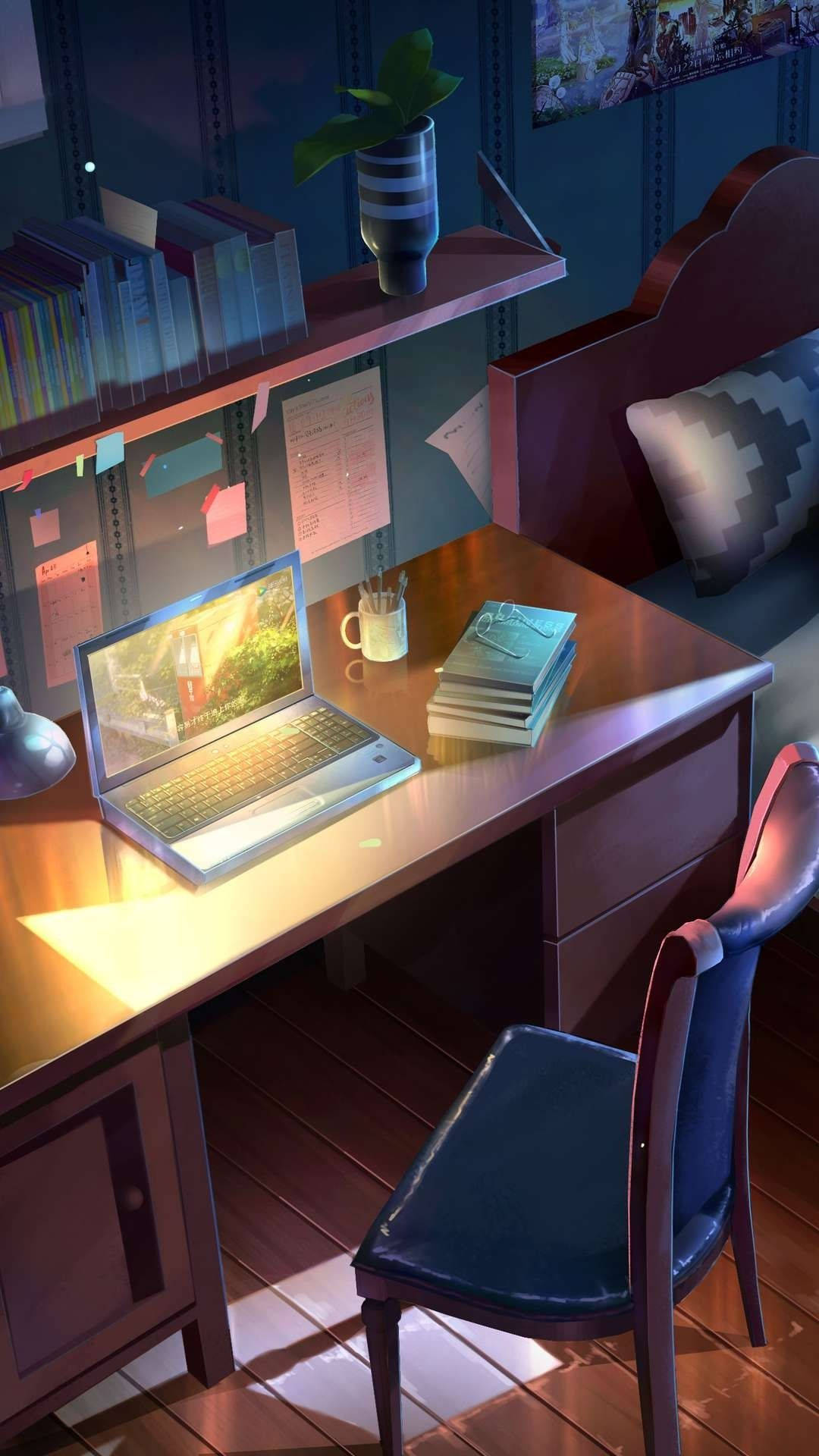 Anime Room Study Table Background