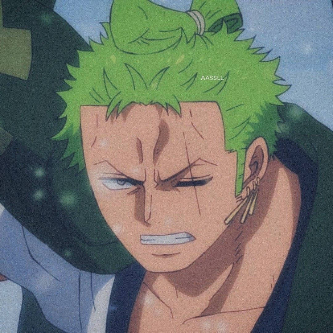 Anime Roronoa Zoro Pfp In Man Bun Background