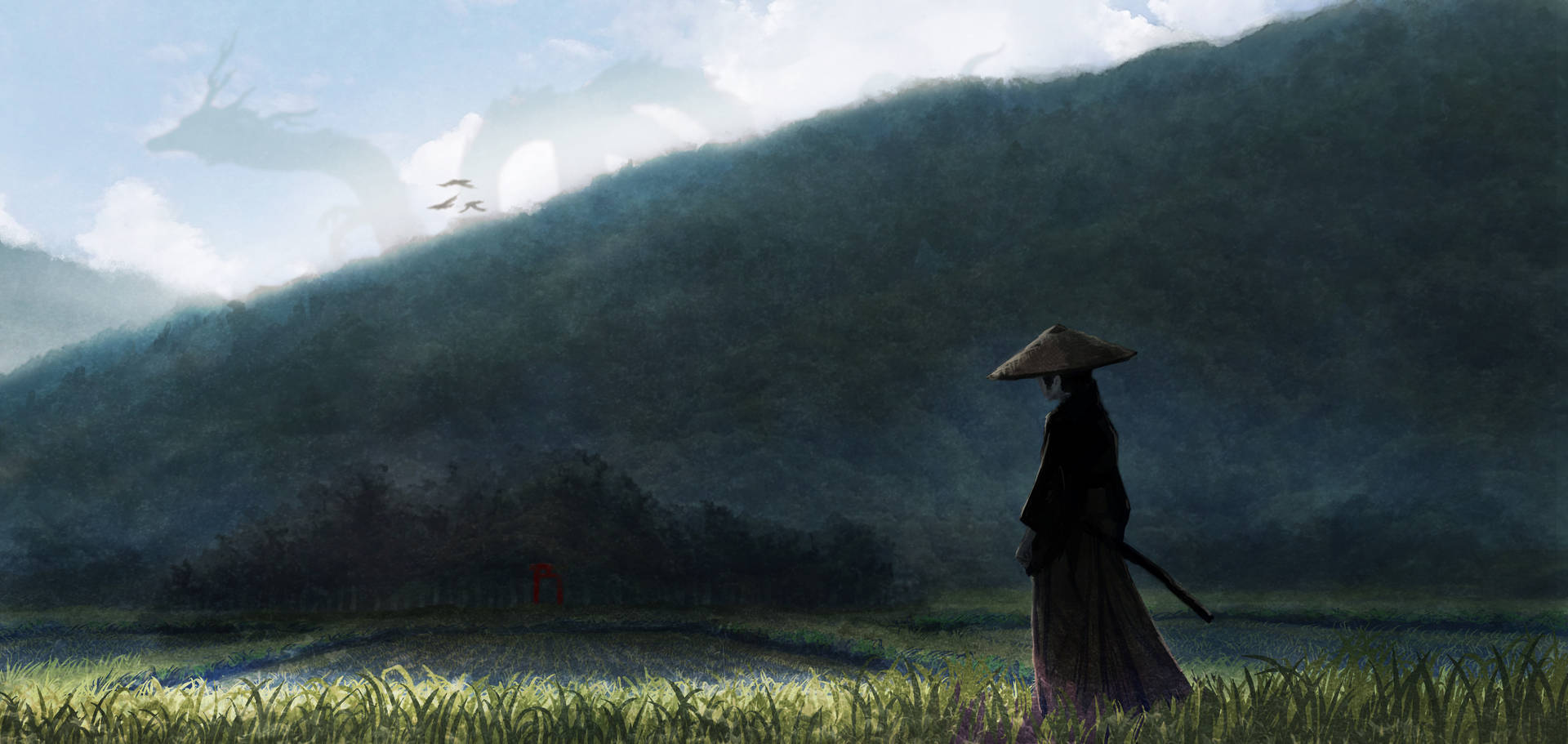 Anime Samurai Field Background