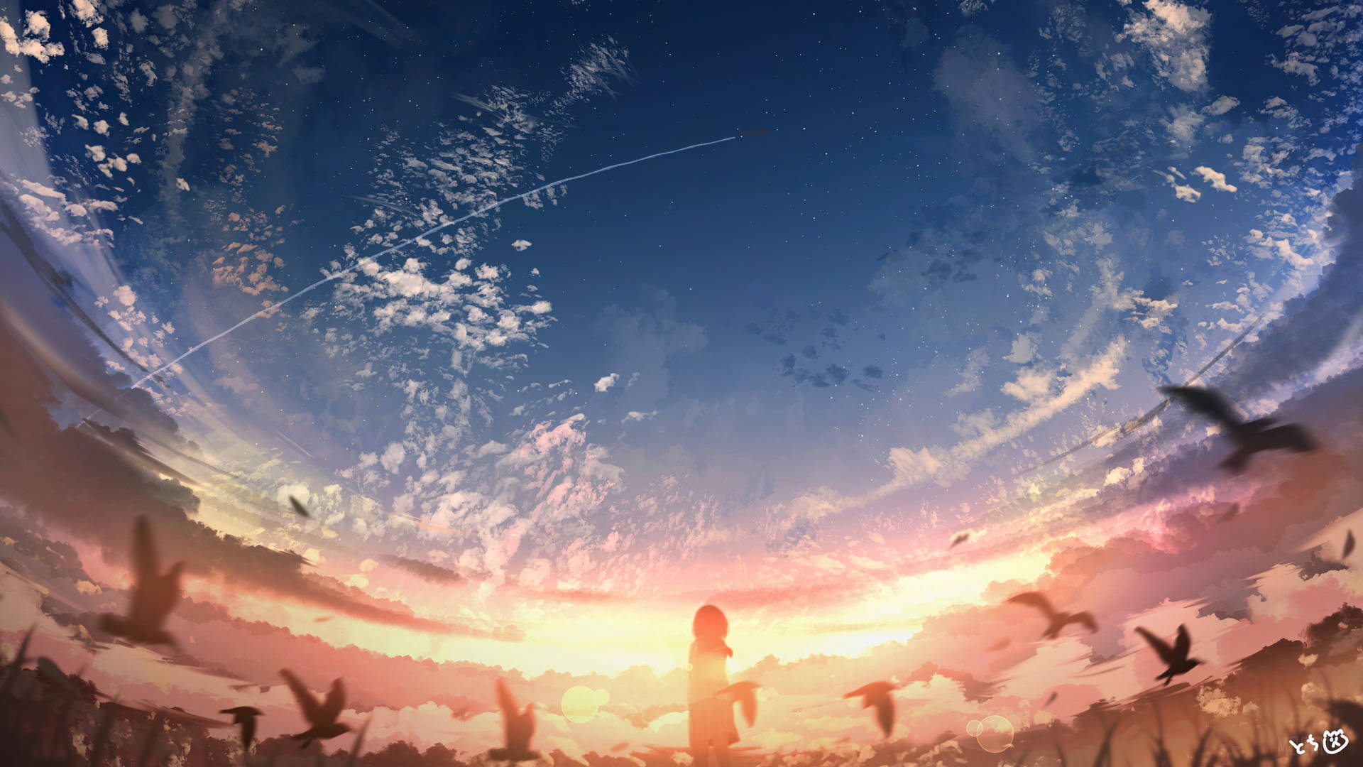 Anime Scenery 4k Birds Background