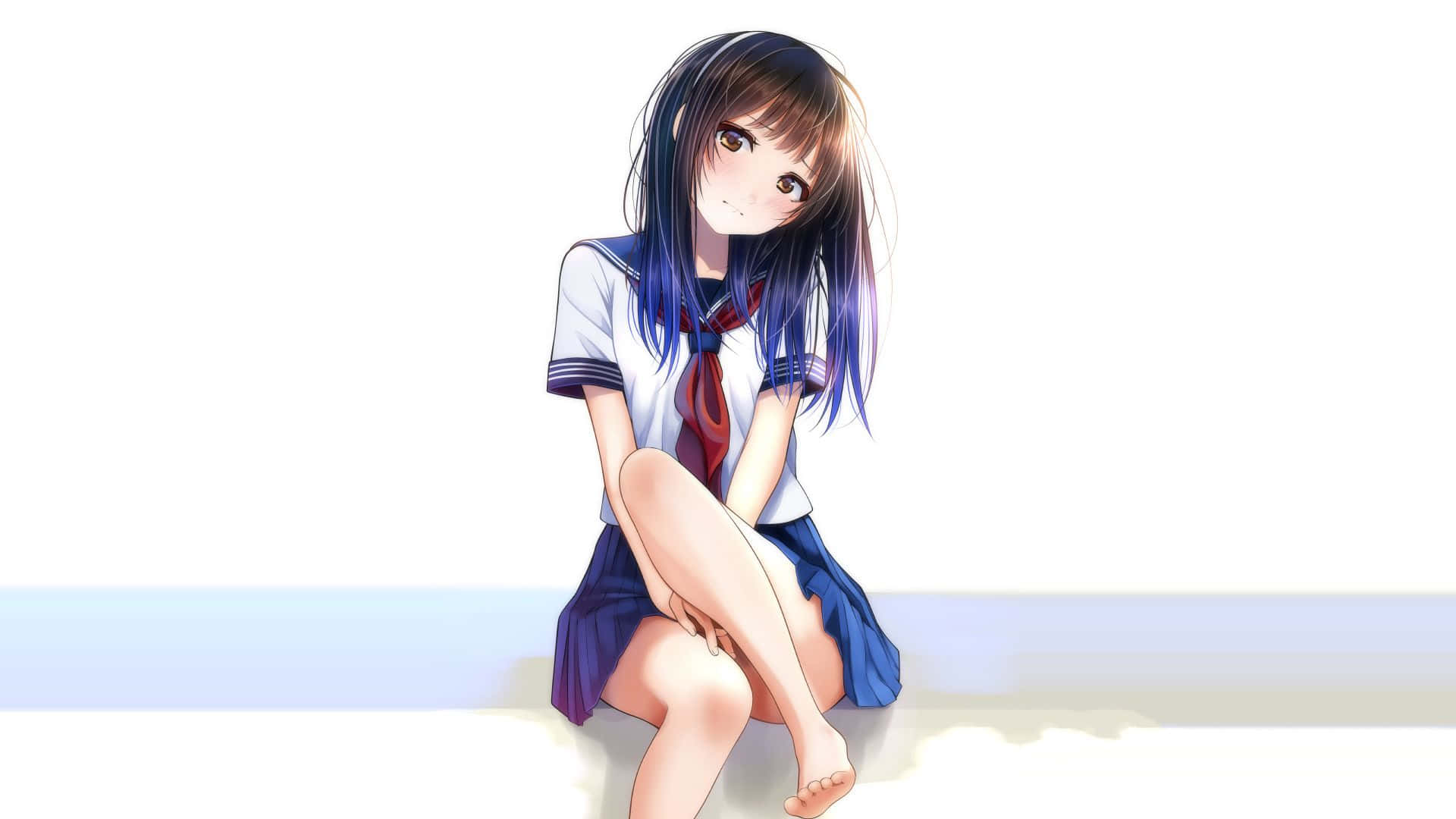 Anime School Girl Cute Bangs Background