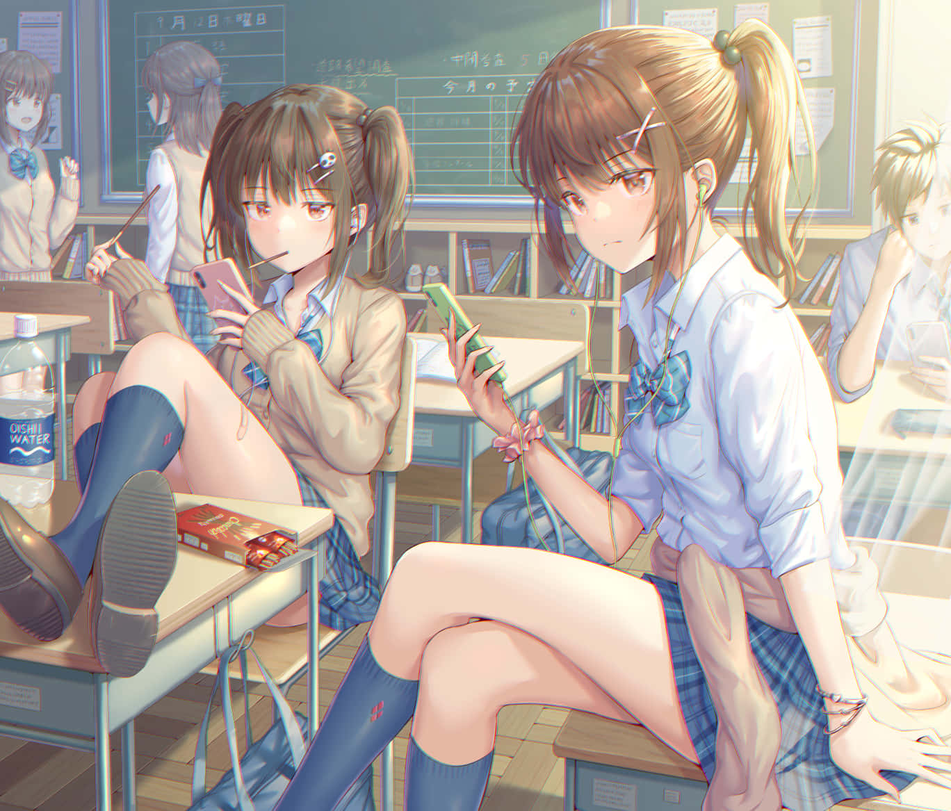 Anime School Girl Cute Classroom Background