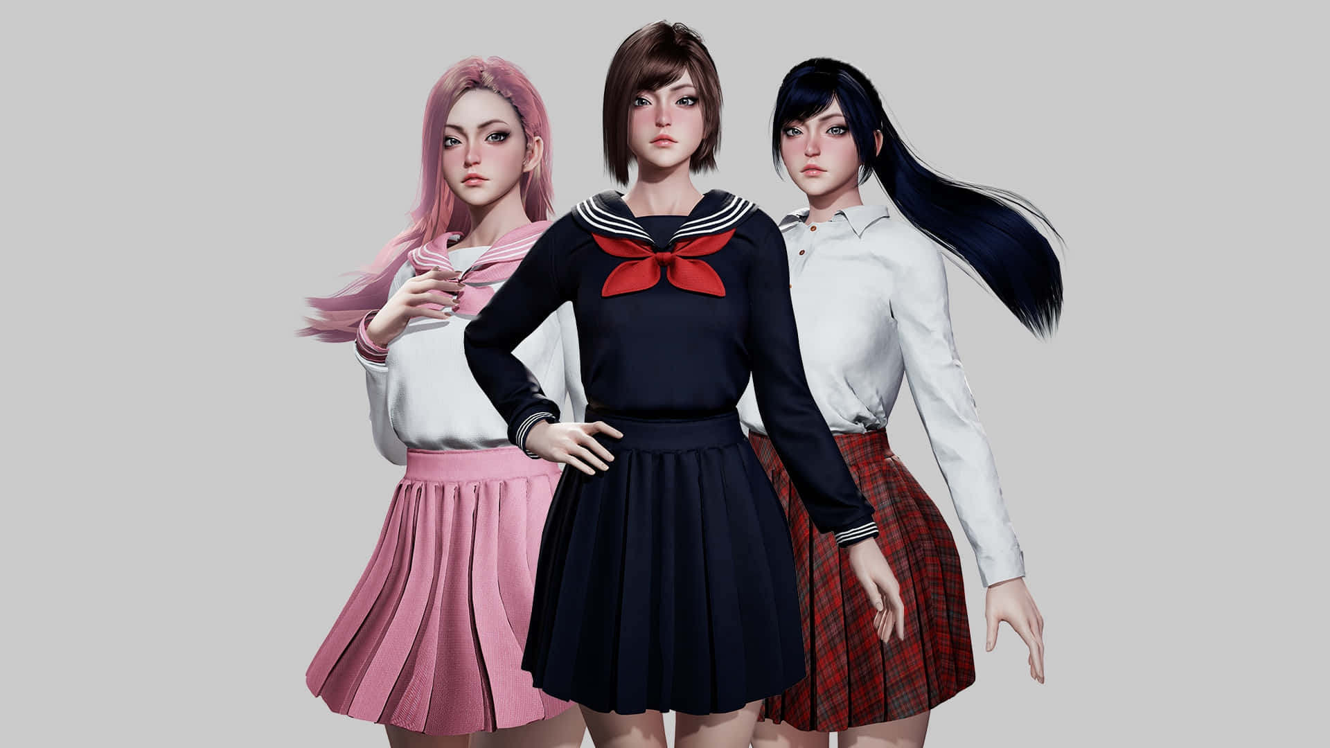 Anime School Girl Cute Group