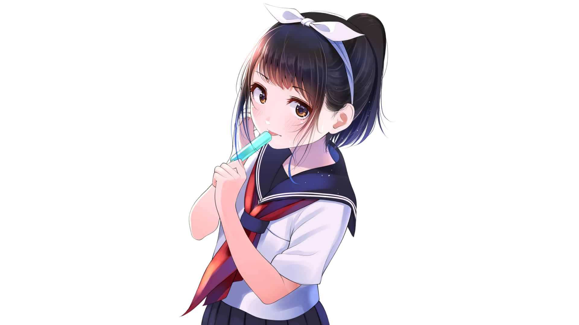 Anime School Girl Cute Headband Background